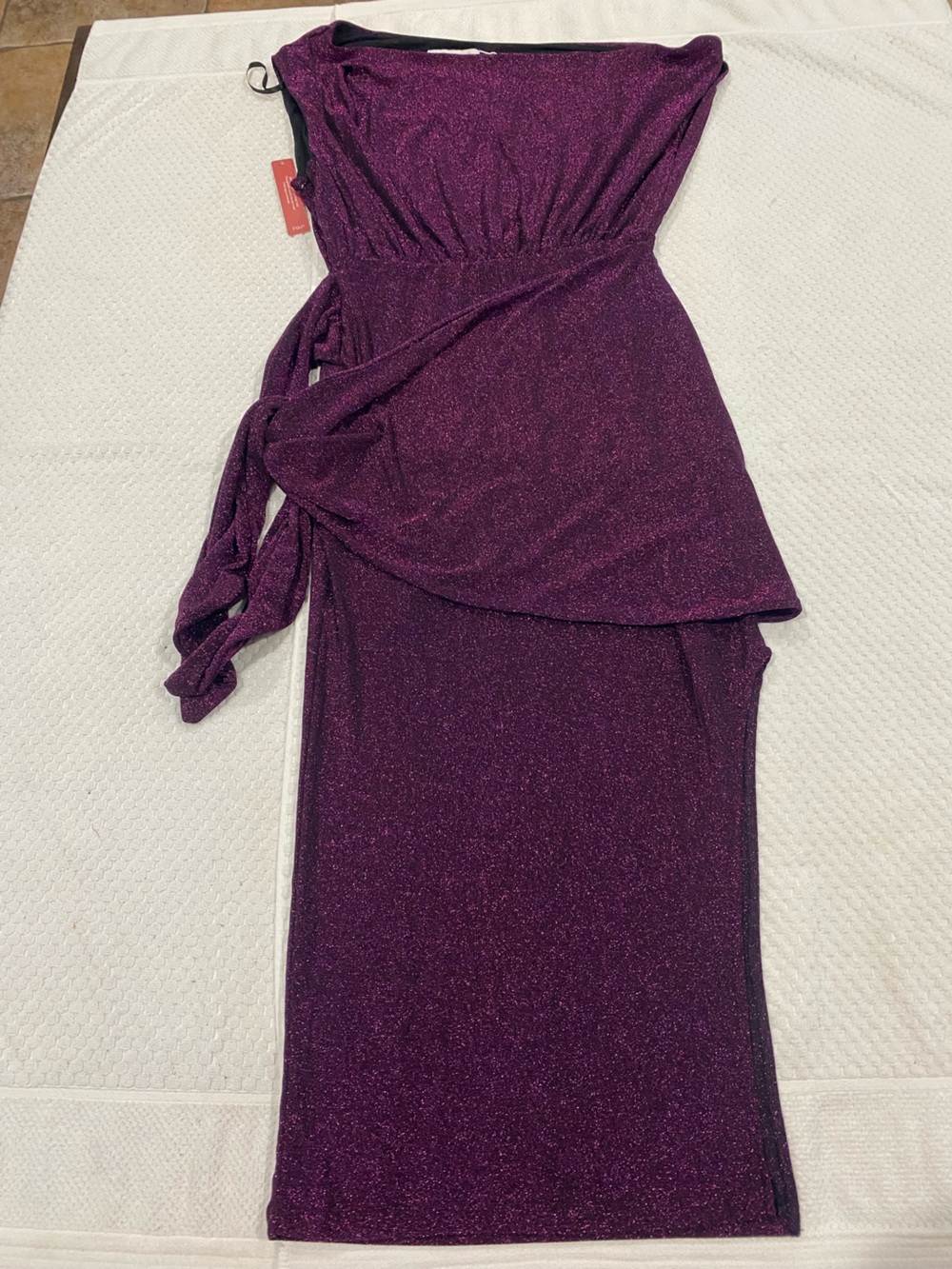 Petal & Pup Purple Sparkle Strapless Midi Dress